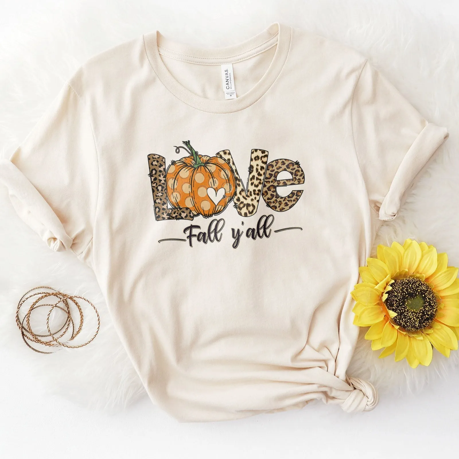 Love Fall Y'all Tee Shirts For Women - Christian Shirts for Women - Religious Tee Shirts