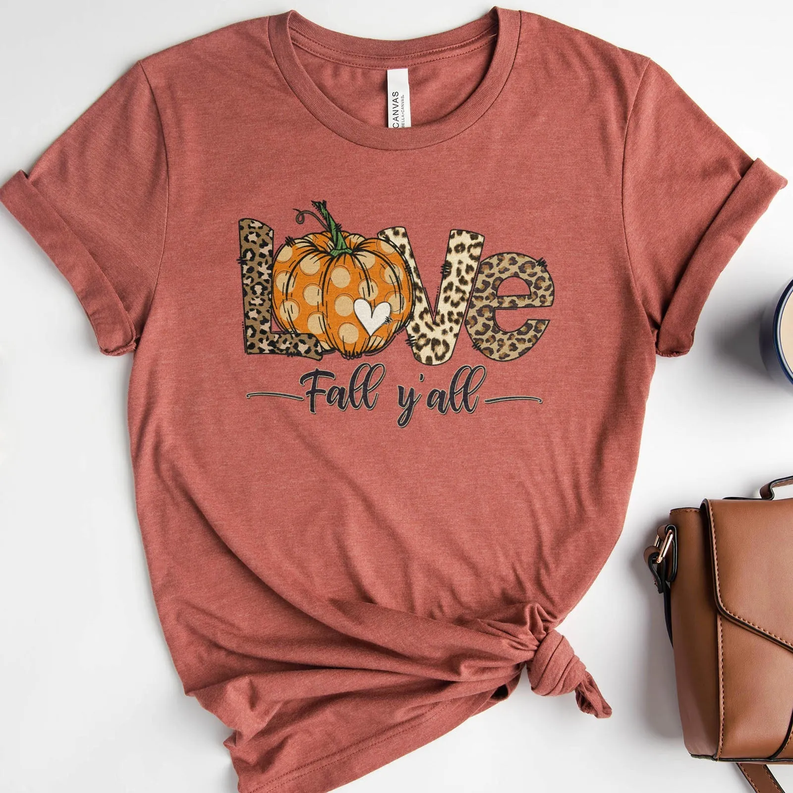 Love Fall Y'all Tee Shirts For Women - Christian Shirts for Women - Religious Tee Shirts