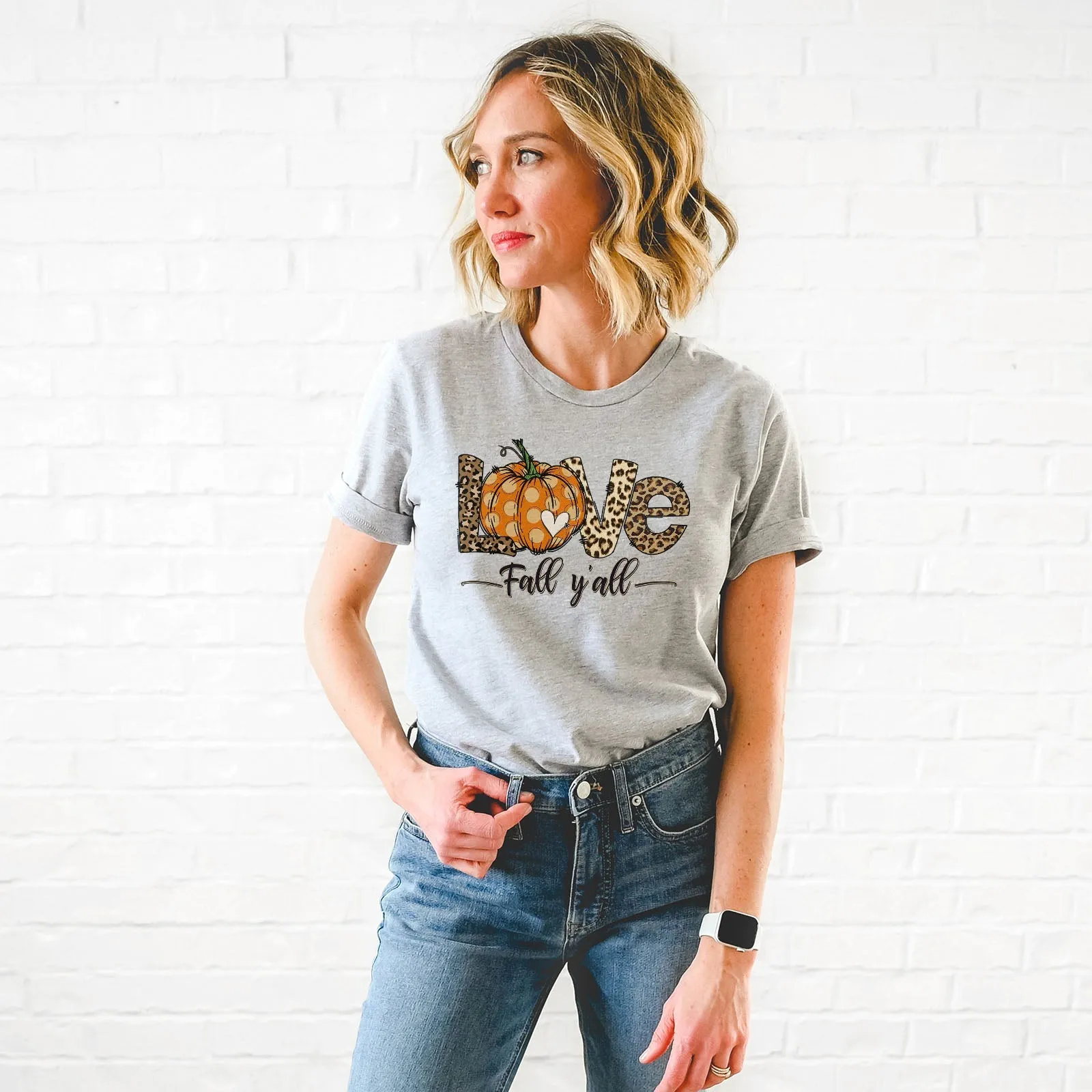 Love Fall Y'all Tee Shirts For Women - Christian Shirts for Women - Religious Tee Shirts