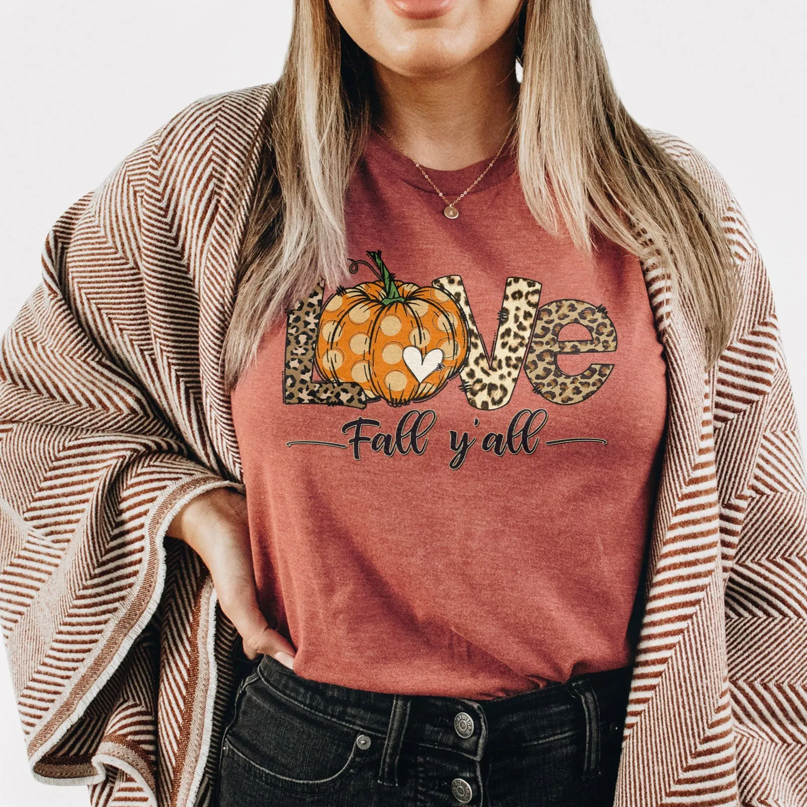 Love Fall Y'all Tee Shirts For Women - Christian Shirts for Women - Religious Tee Shirts