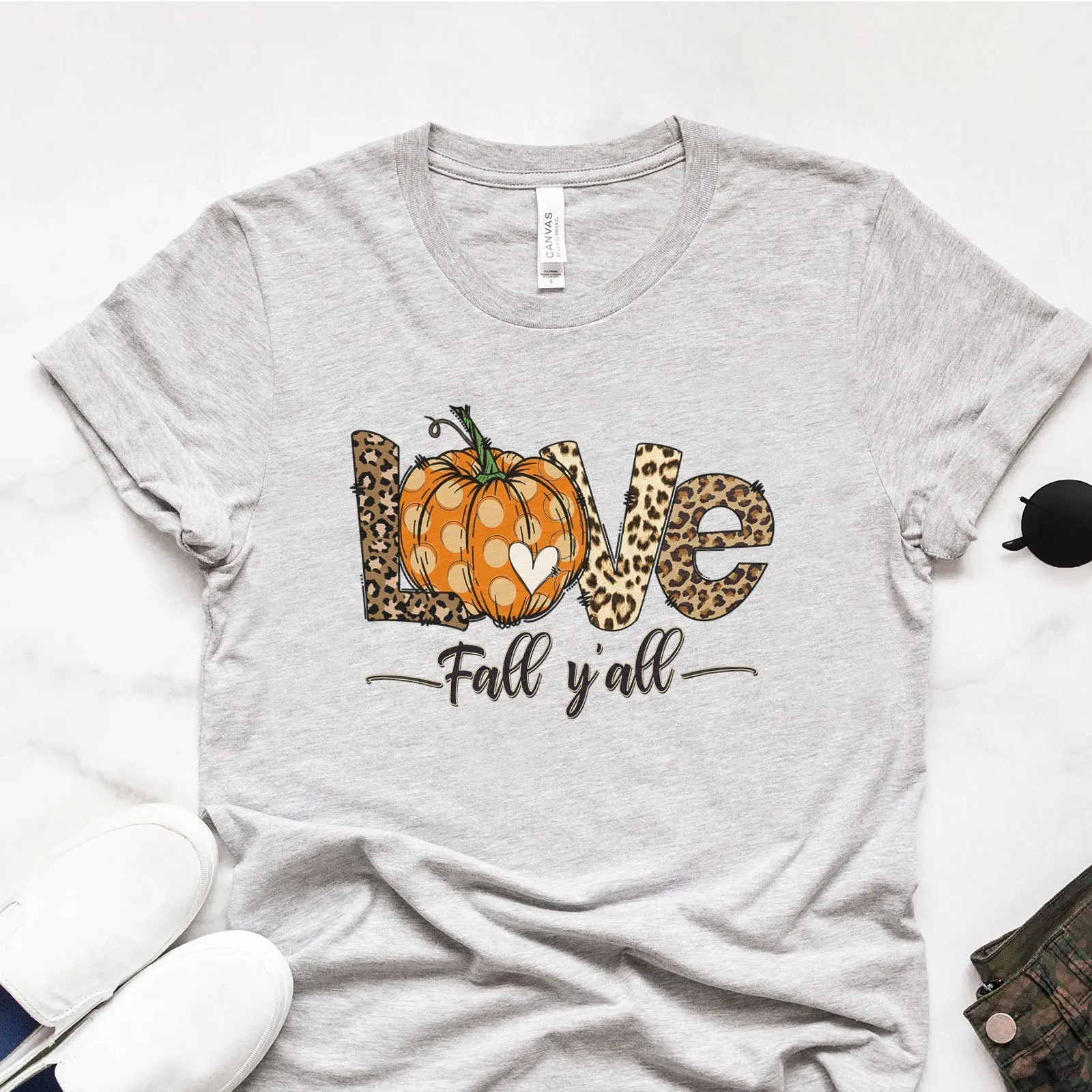 Love Fall Y'all Tee Shirts For Women - Christian Shirts for Women - Religious Tee Shirts