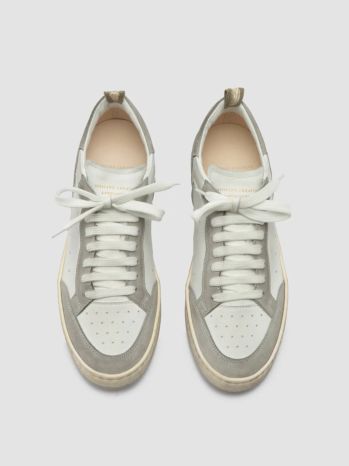 MAGIC 101 - White Leather and Suede Low Top Sneakers