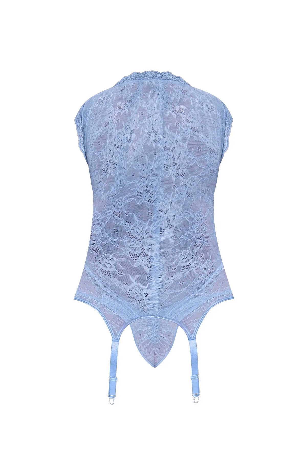 Magic Silk Ooh La Lace Cap Sleeve Basque & Tanga Set Periwinkle