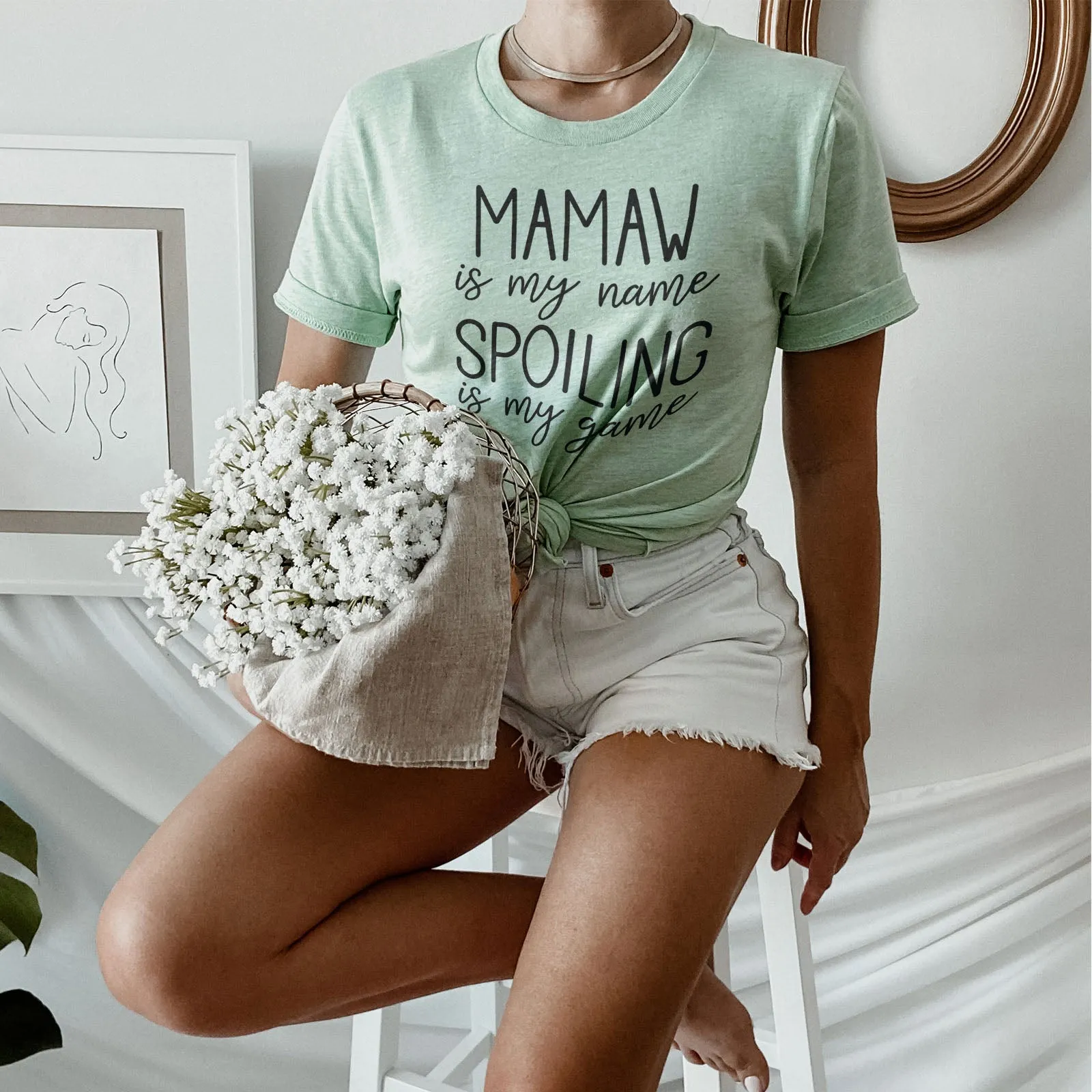 Mamaw Is My Name Spoiling Is My Game Shirts For Women - Christian Shirts for Women - Religious Tee Shirts