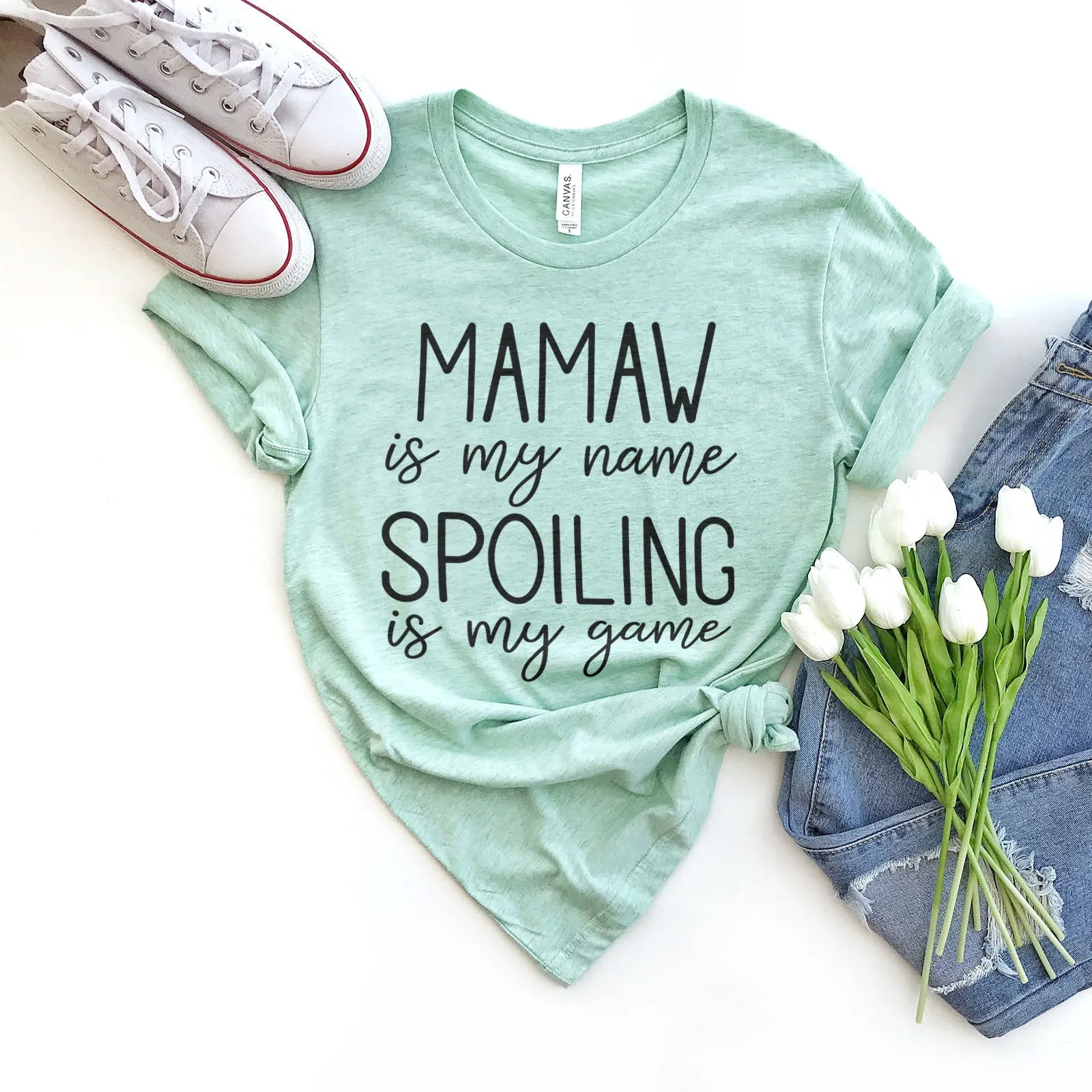 Mamaw Is My Name Spoiling Is My Game Shirts For Women - Christian Shirts for Women - Religious Tee Shirts