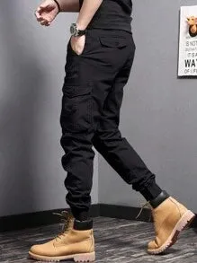 Men Flap Pocket Side Cargo Pants