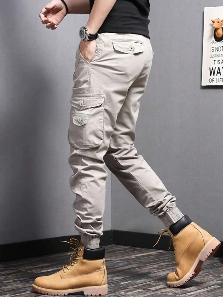 Men Flap Pocket Side Cargo Pants