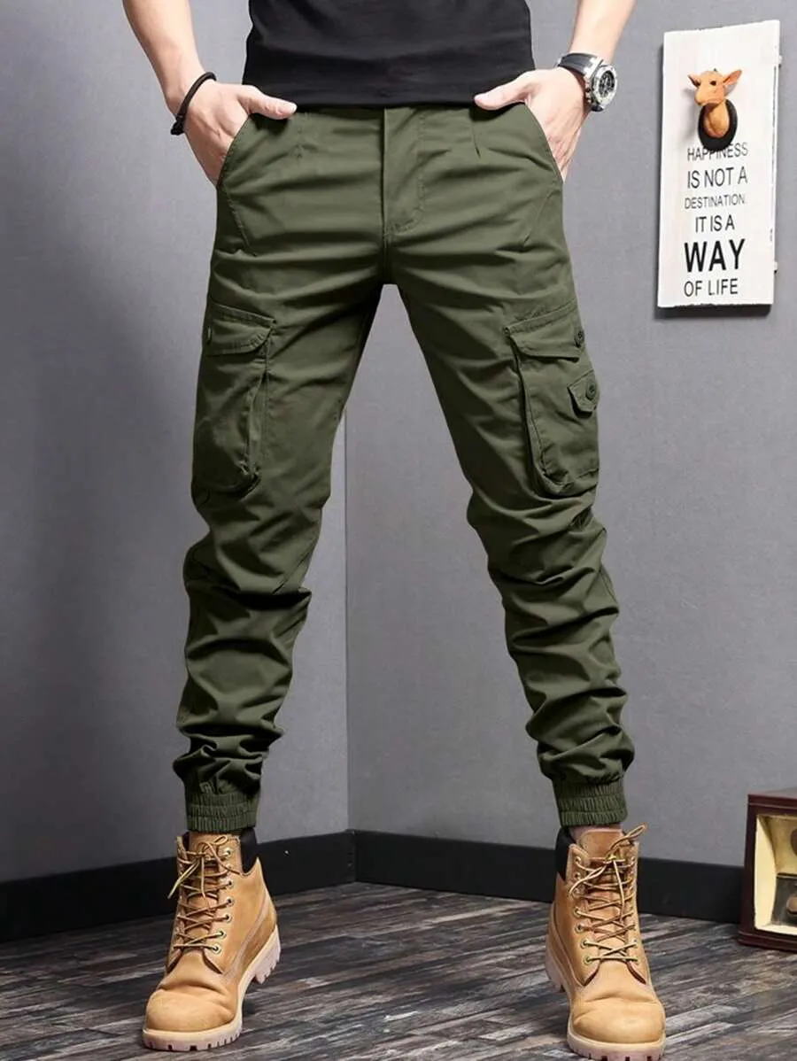 Men Flap Pocket Side Cargo Pants