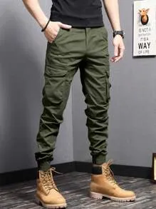 Men Flap Pocket Side Cargo Pants