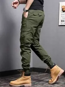 Men Flap Pocket Side Cargo Pants