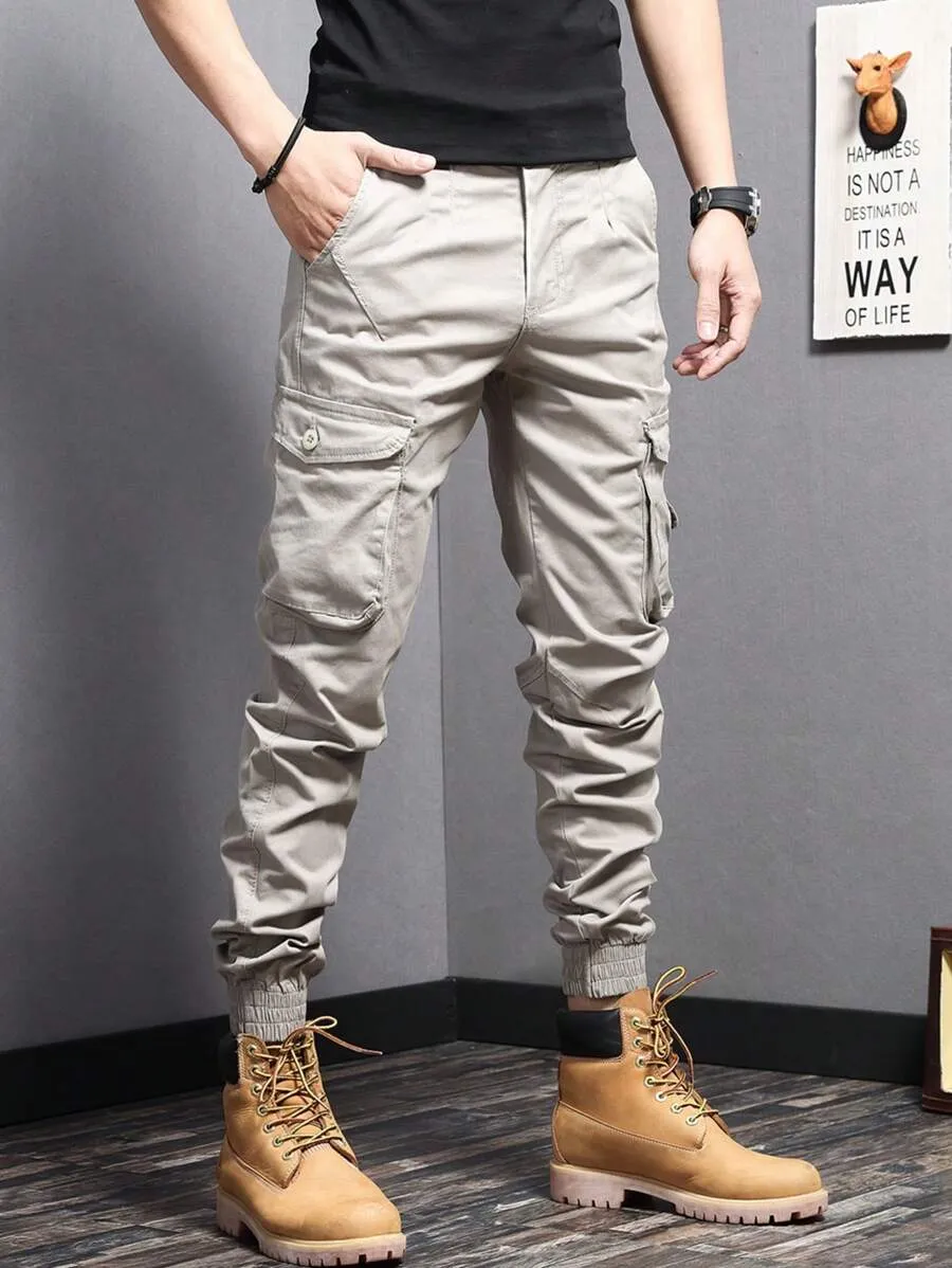 Men Flap Pocket Side Cargo Pants