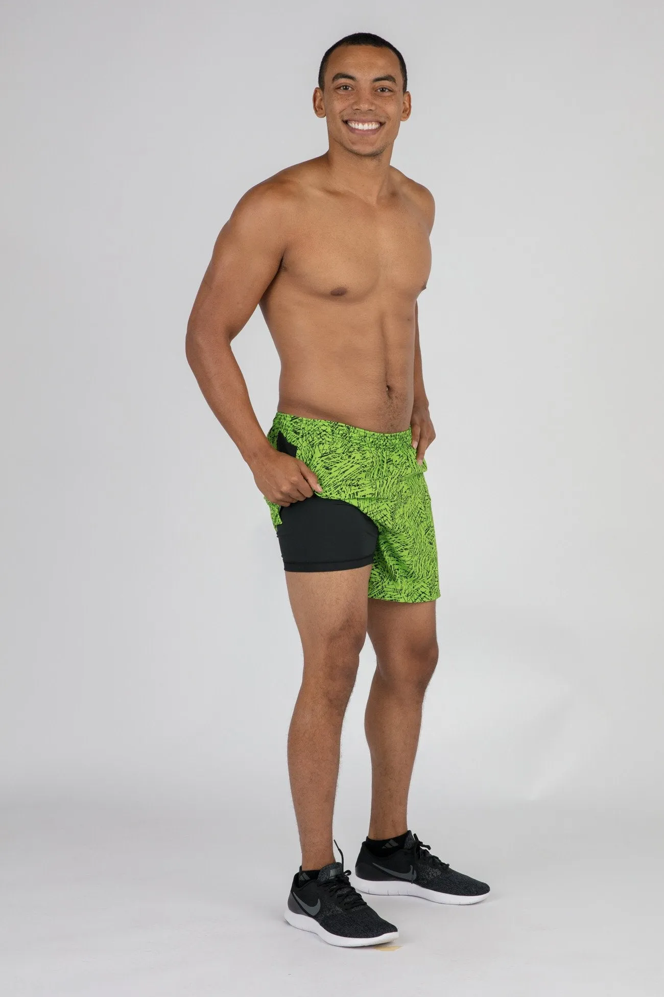 Men's 2-n-1 5" Ultra Running Shorts - Hyper Lime