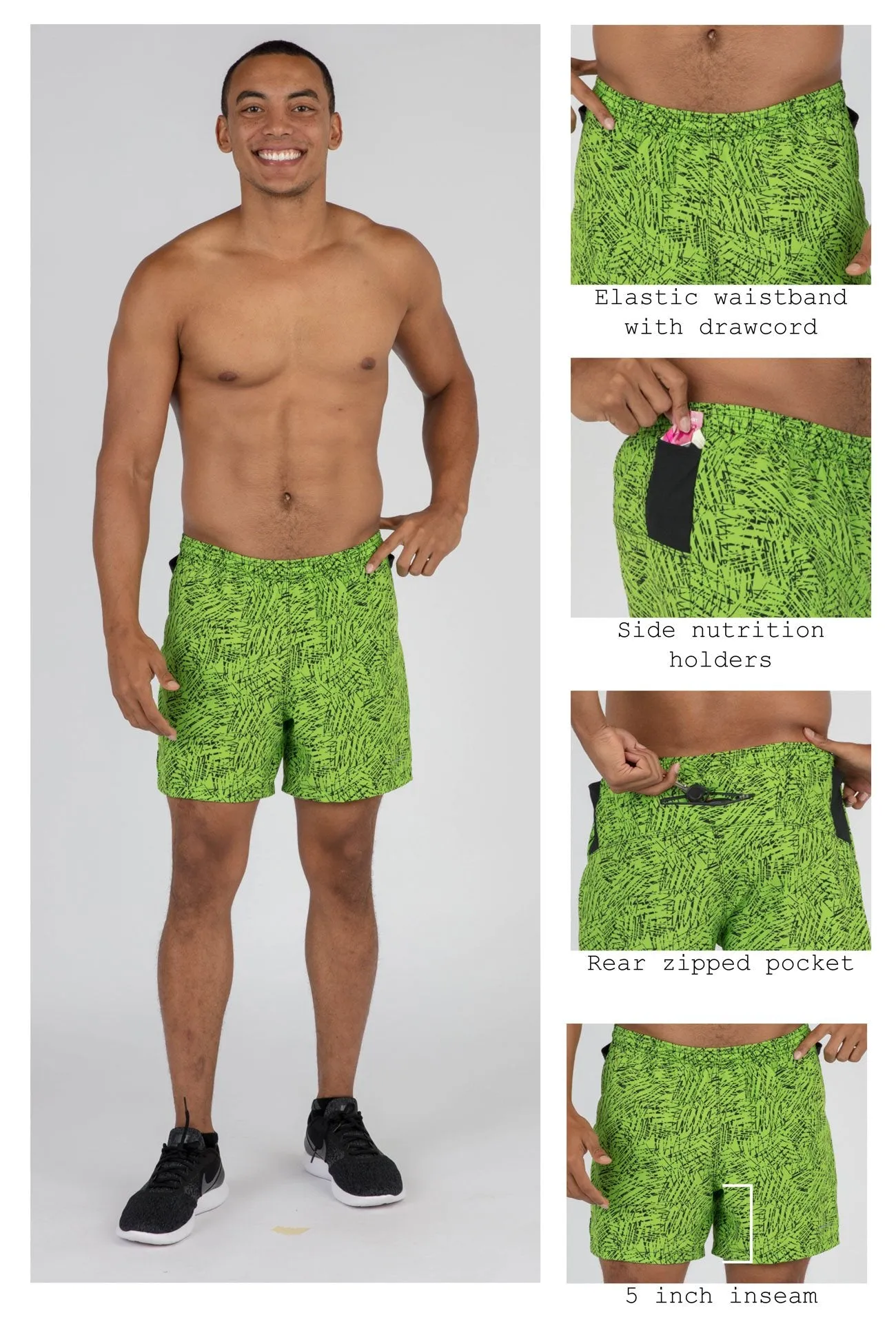 Men's 2-n-1 5" Ultra Running Shorts - Hyper Lime