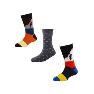 Men's FL08 Pack of 3 Cotton Fashion Crew Socks