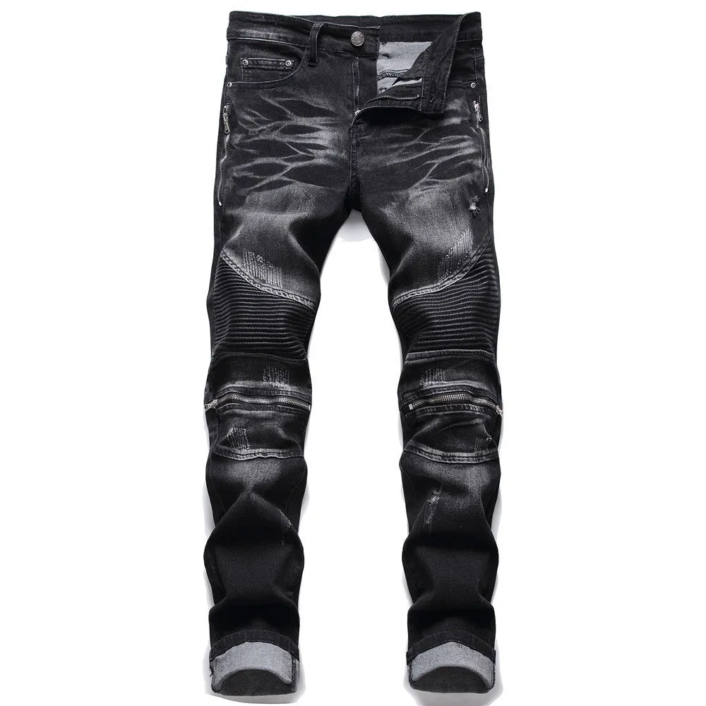 Men's Motorcycle Zipper Oversized Jeans