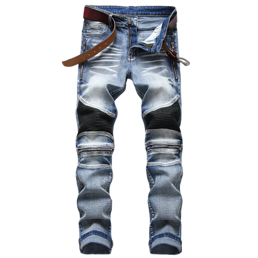 Men's Motorcycle Zipper Oversized Jeans