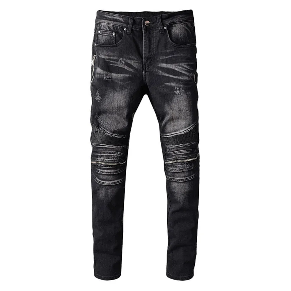 Men's Motorcycle Zipper Oversized Jeans