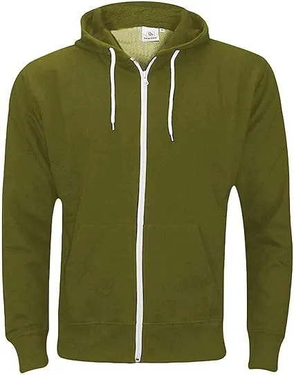 Mens Plain Fleece Zip Up Hoodie