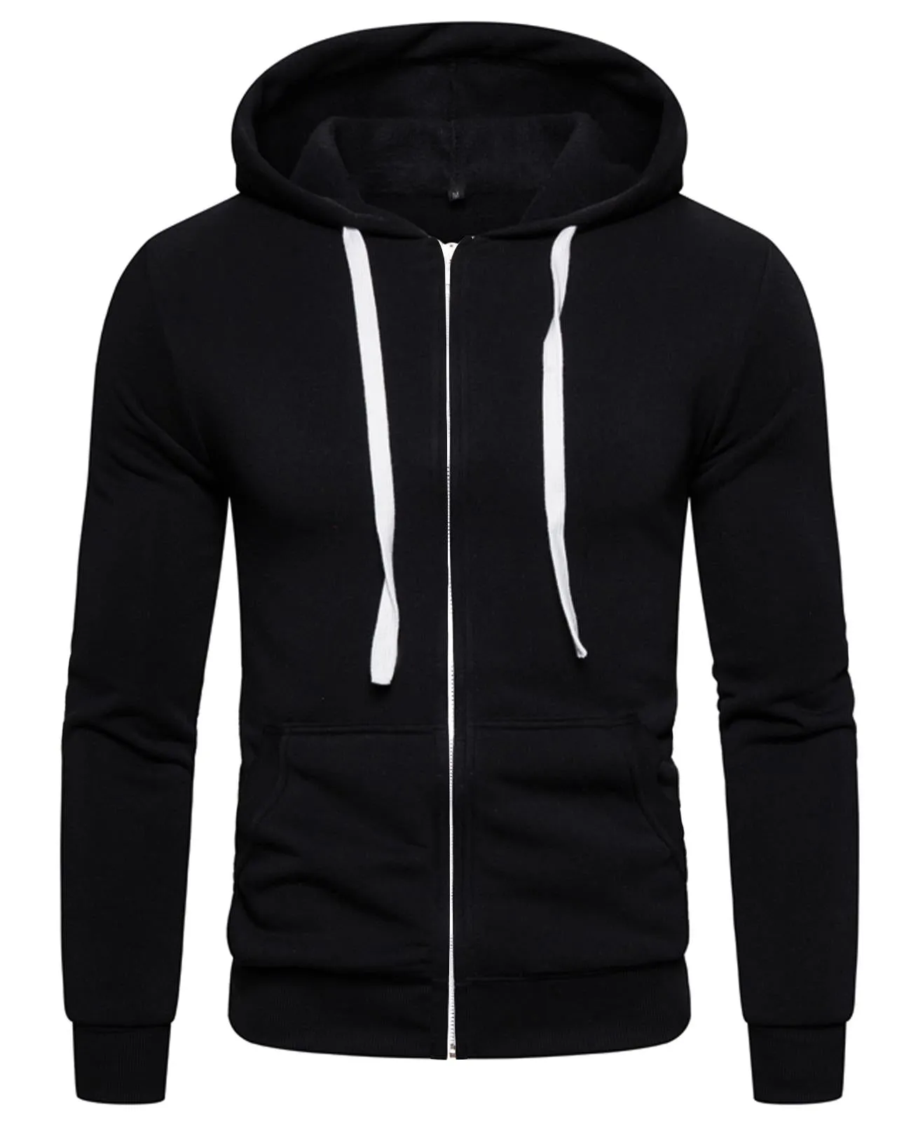 Mens Plain Fleece Zip Up Hoodie