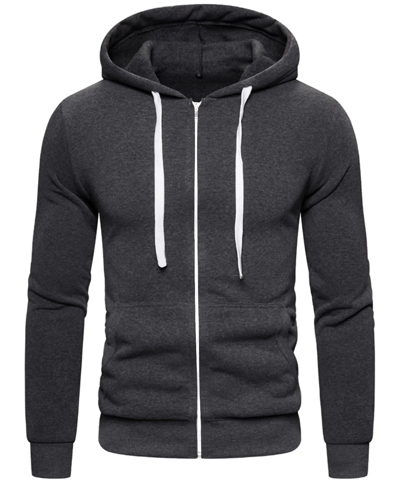 Mens Plain Fleece Zip Up Hoodie