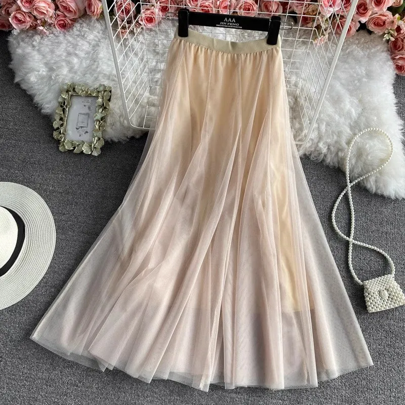 mesh skirt for women, A-line skirt    S3924