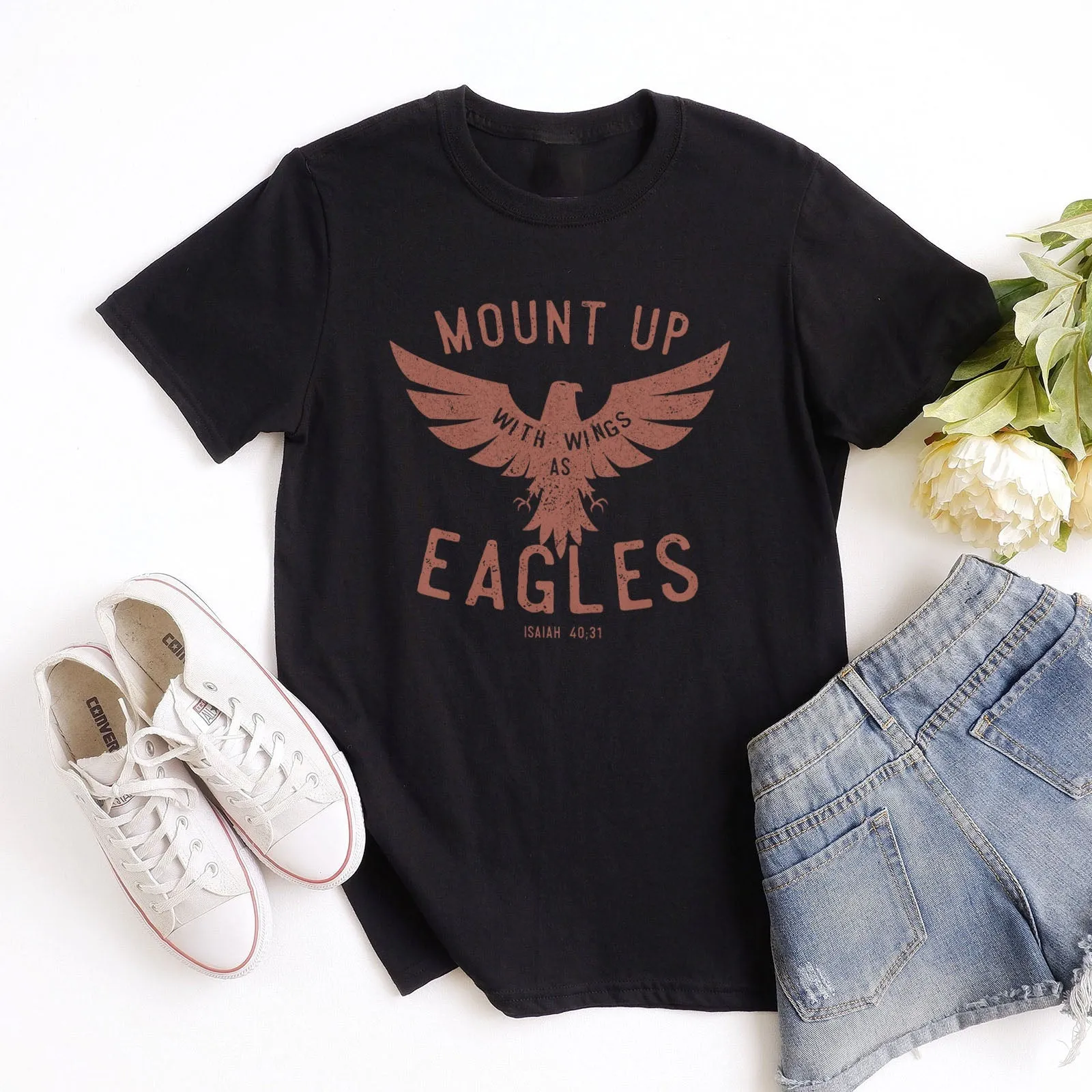 Mount Up Eagles Isaiah 40:31 Tee Shirts For Women - Christian Shirts for Women - Religious Tee Shirts