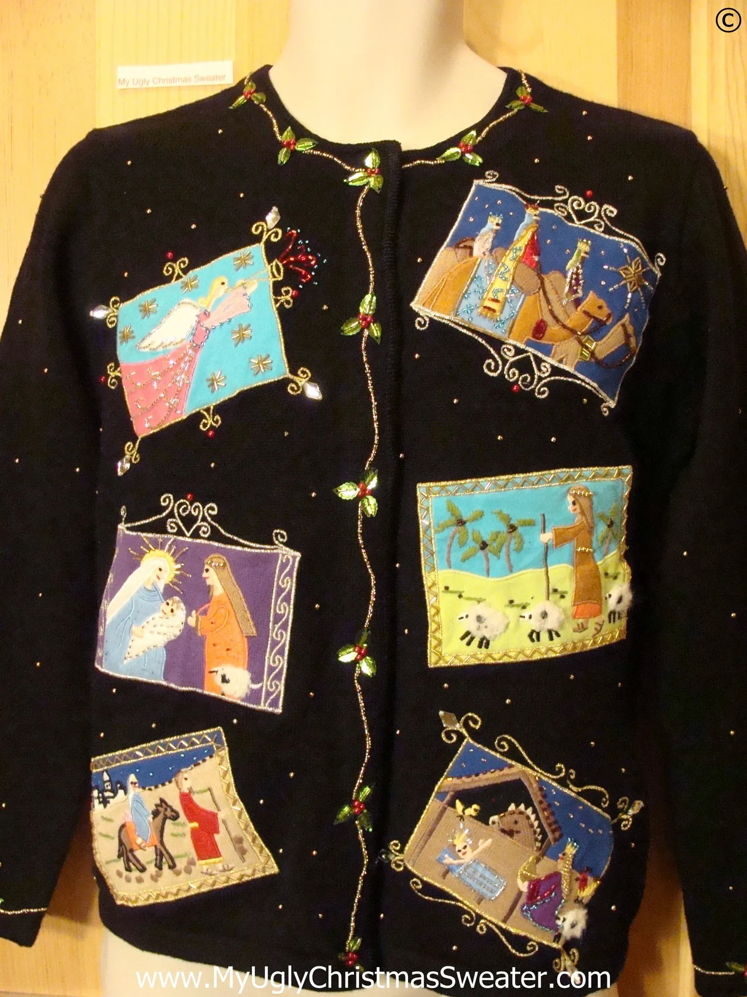 Nativity Jesus Religous Bling Christmas Sweater