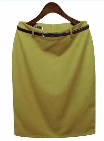 Office Skirt Solid Color Women's A line Knee Length Plus Size 3XL Skirt