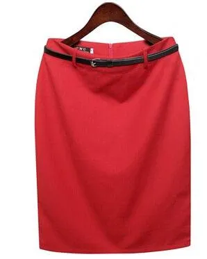 Office Skirt Solid Color Women's A line Knee Length Plus Size 3XL Skirt