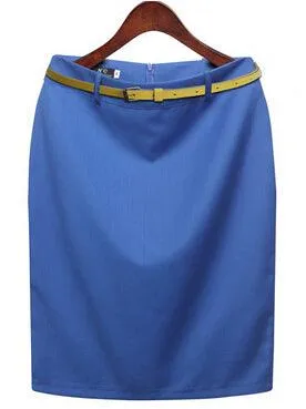 Office Skirt Solid Color Women's A line Knee Length Plus Size 3XL Skirt