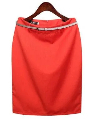 Office Skirt Solid Color Women's A line Knee Length Plus Size 3XL Skirt