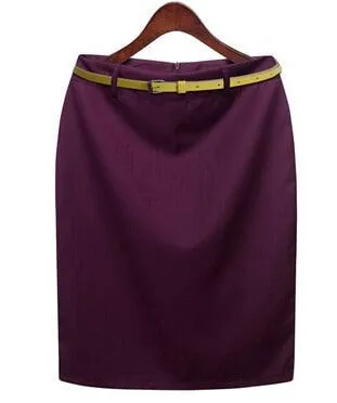 Office Skirt Solid Color Women's A line Knee Length Plus Size 3XL Skirt