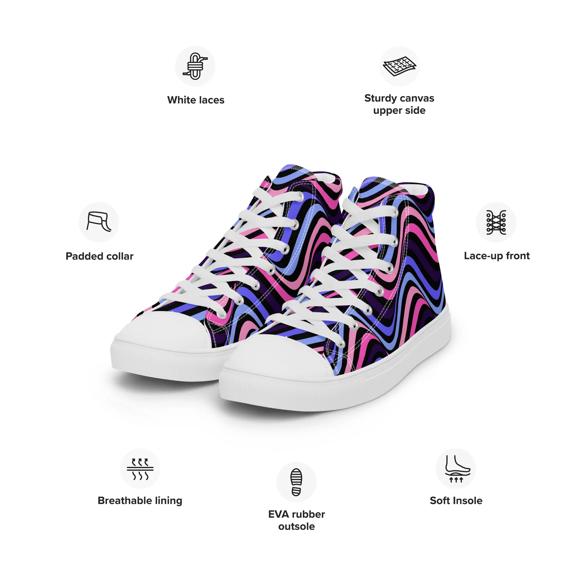 Omnisexual Pride Wavey Women’s High Top Canvas Athletic Shoes