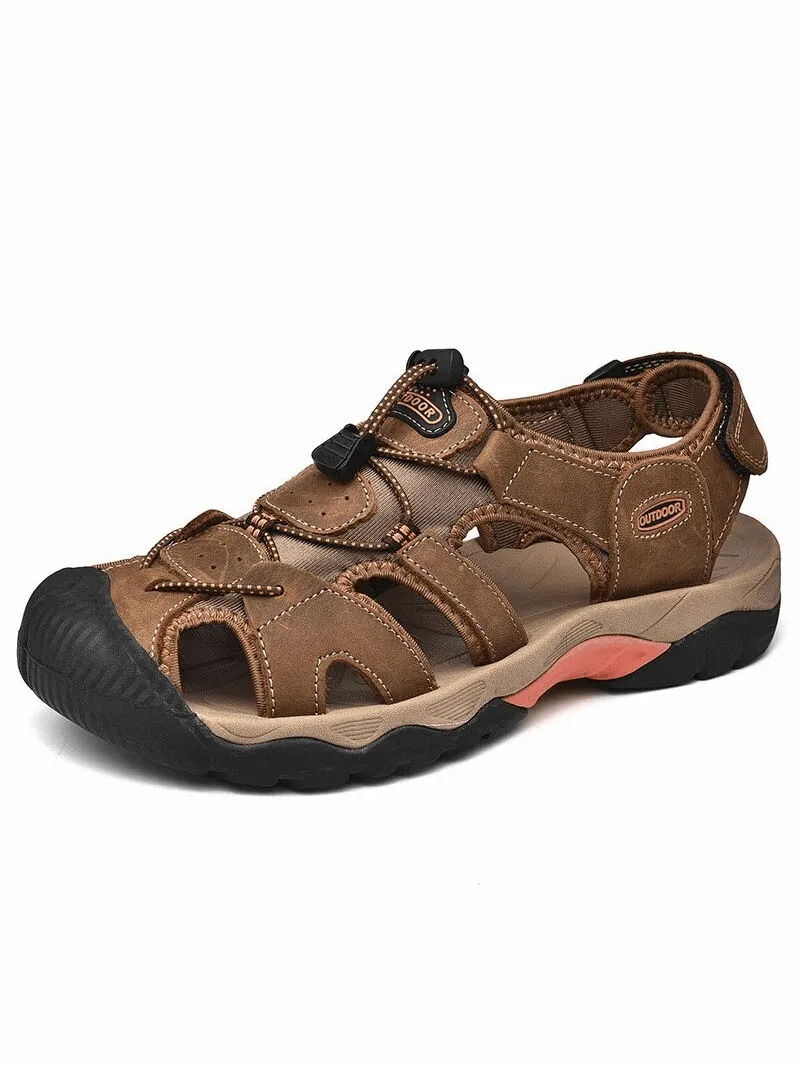 Outdoor Genuine Leather Tactical Trekking Sandals for Men - SF0669