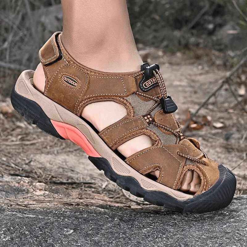 Outdoor Genuine Leather Tactical Trekking Sandals for Men - SF0669