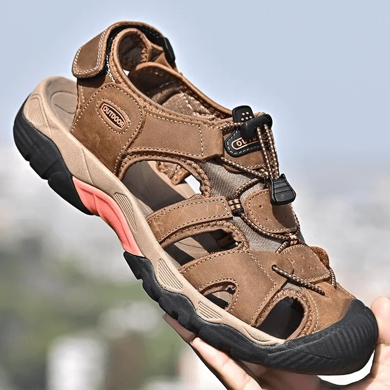 Outdoor Genuine Leather Tactical Trekking Sandals for Men - SF0669