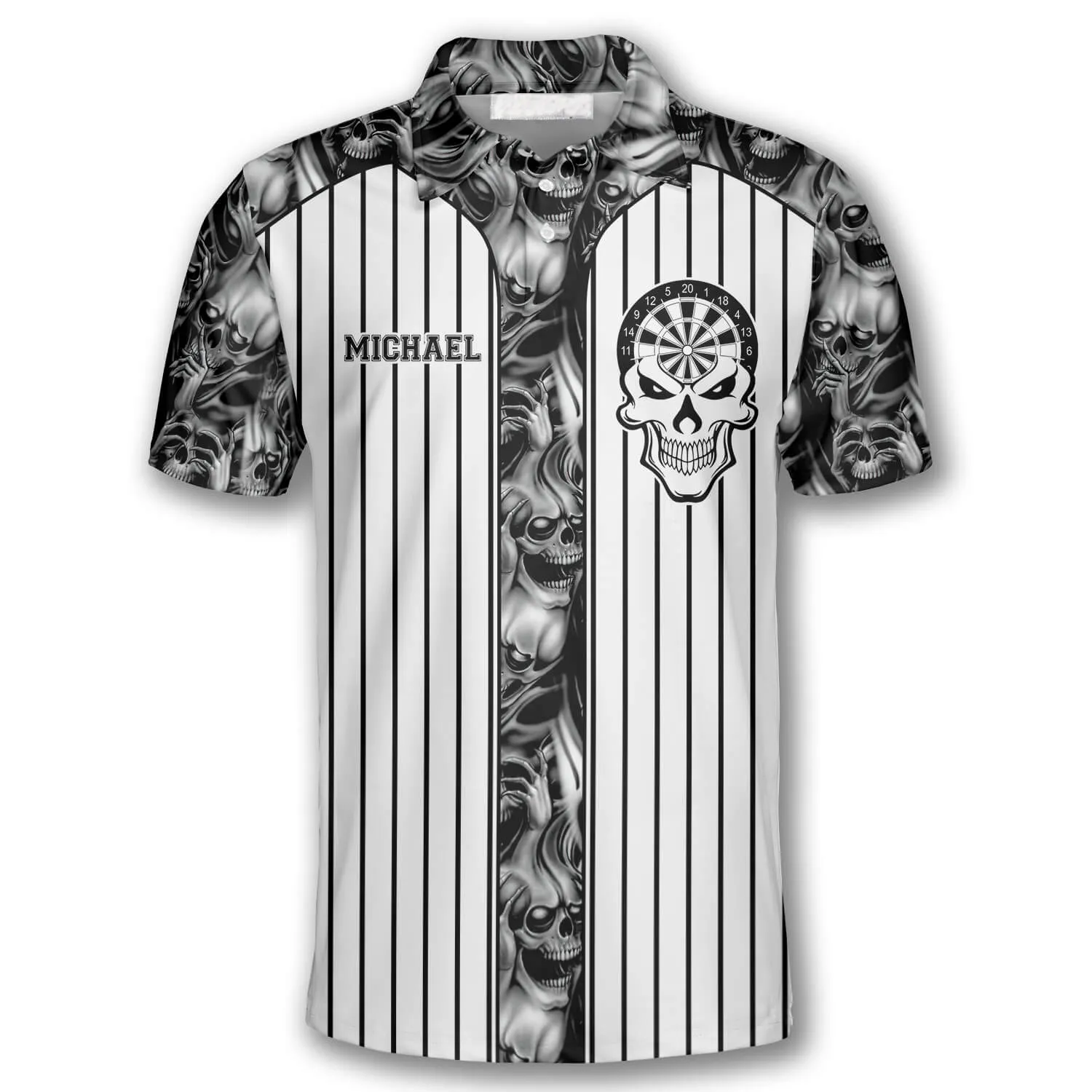 Personalized Dart Team Unisex Polo Shirt, Metal Skull Custom Darts Shirts