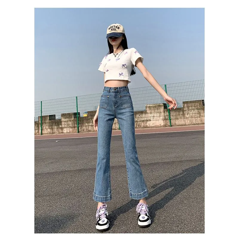 Petite Straight High-Waisted Slight Flare Jeans