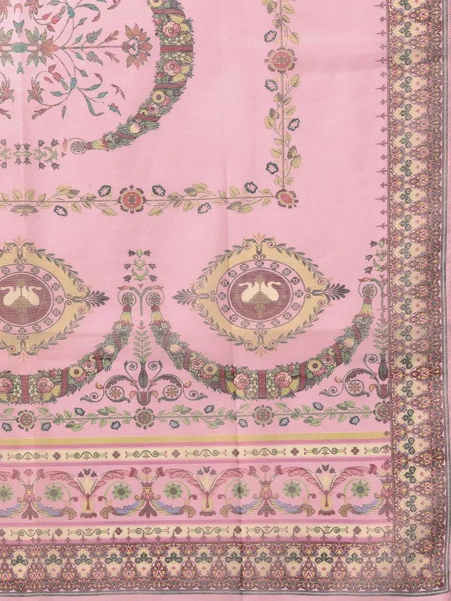 Pink Ethnic Motifs Embroidered Dupatta Set