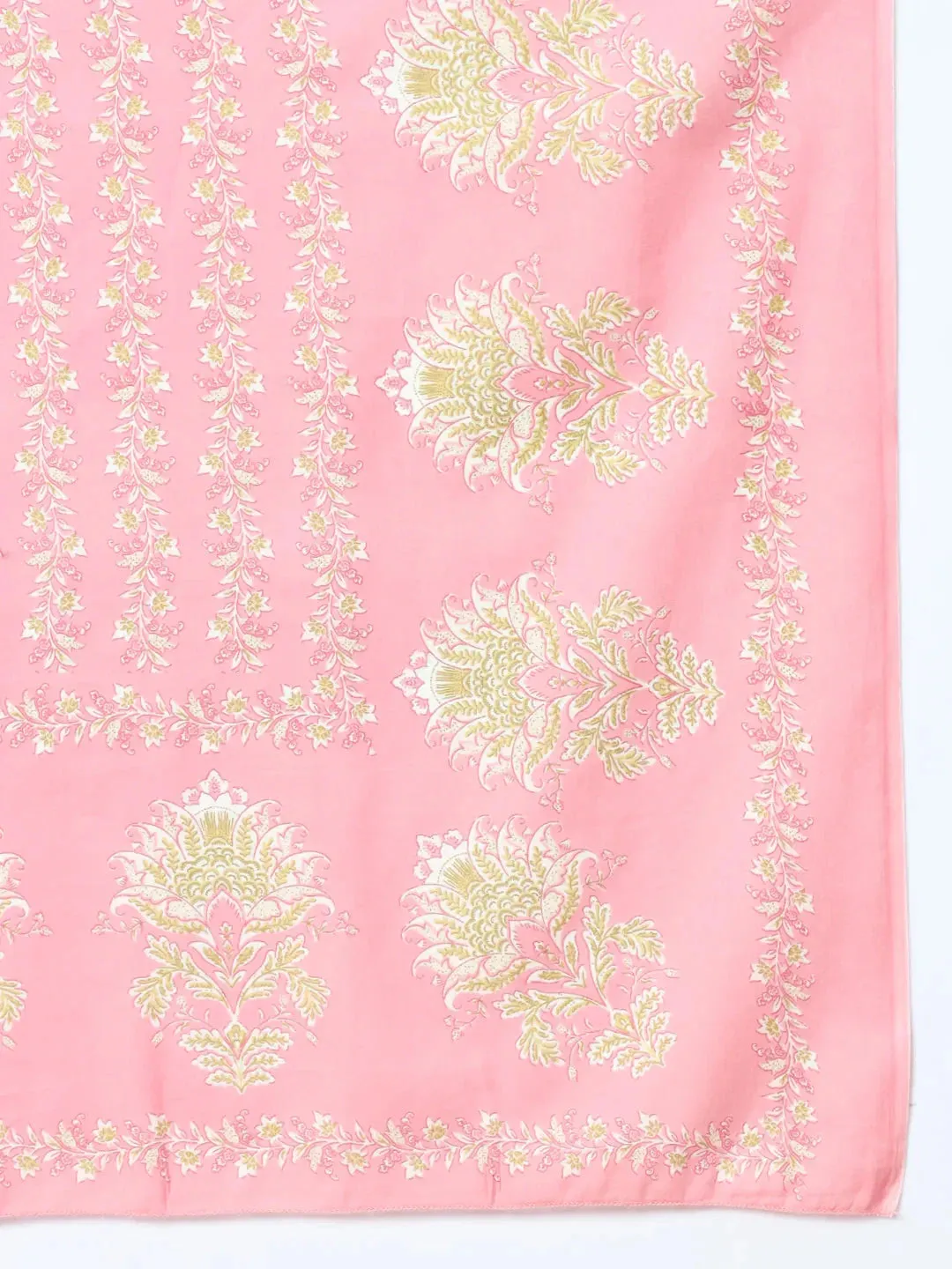 Pink Ethnic Motifs,Thread_Work Straight Kurta Trouser And Dupatta Set