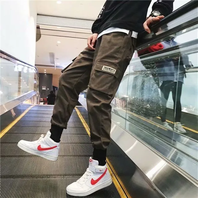 Pockets Cargo Pants Men Color Patchwork Casual Jogger Fashion Tactical Trousers Tide Harajuku Streetwear