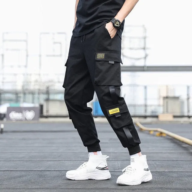 Pockets Cargo Pants Men Color Patchwork Casual Jogger Fashion Tactical Trousers Tide Harajuku Streetwear