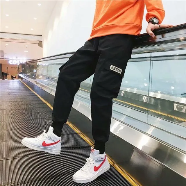 Pockets Cargo Pants Men Color Patchwork Casual Jogger Fashion Tactical Trousers Tide Harajuku Streetwear