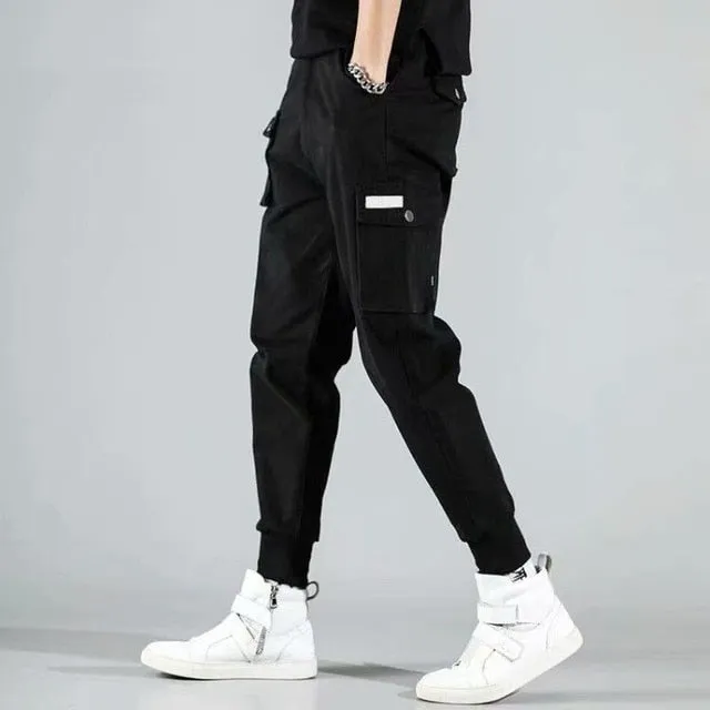 Pockets Cargo Pants Men Color Patchwork Casual Jogger Fashion Tactical Trousers Tide Harajuku Streetwear