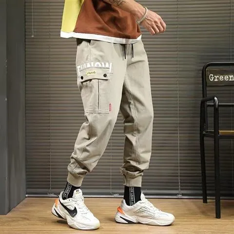 Pockets Cargo Pants Men Color Patchwork Casual Jogger Fashion Tactical Trousers Tide Harajuku Streetwear