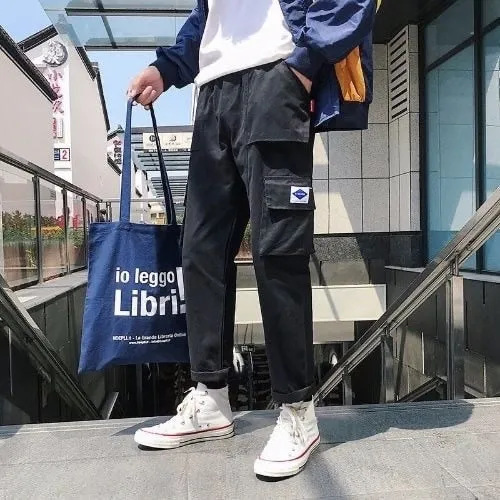 Pockets Cargo Pants Men Color Patchwork Casual Jogger Fashion Tactical Trousers Tide Harajuku Streetwear