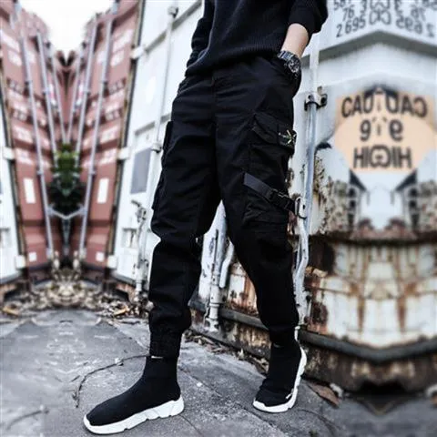 Pockets Cargo Pants Men Color Patchwork Casual Jogger Fashion Tactical Trousers Tide Harajuku Streetwear