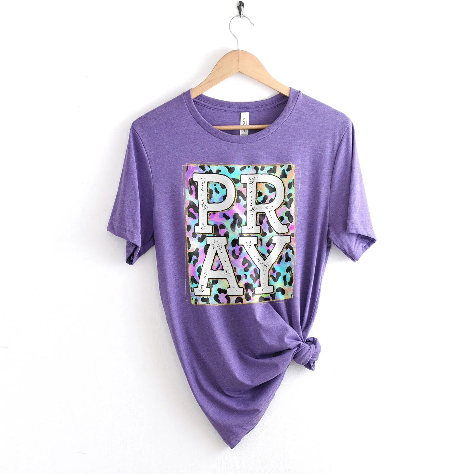 Pray Colorful Leopard Tee Shirts For Women - Christian Shirts for Women - Religious Tee Shirts