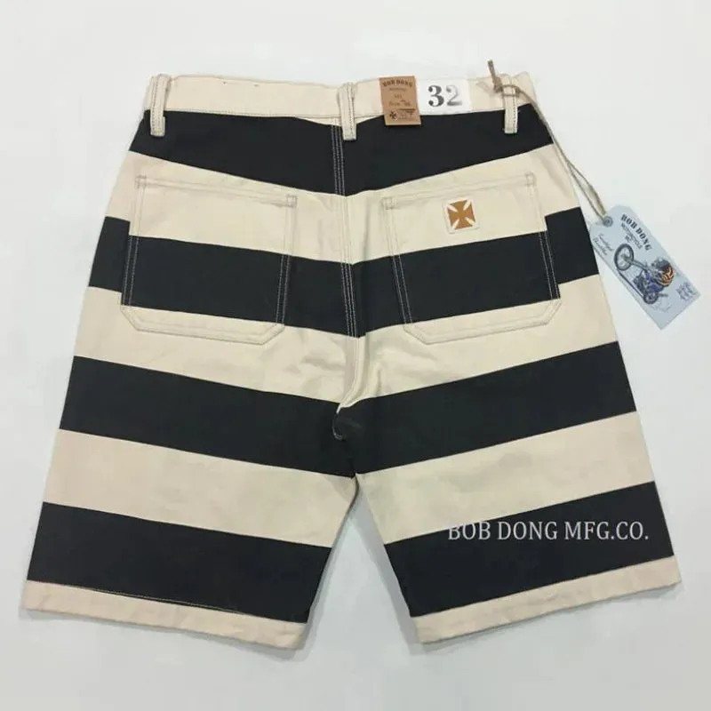 Prisoner Of War Print Shorts - Black White Stripes