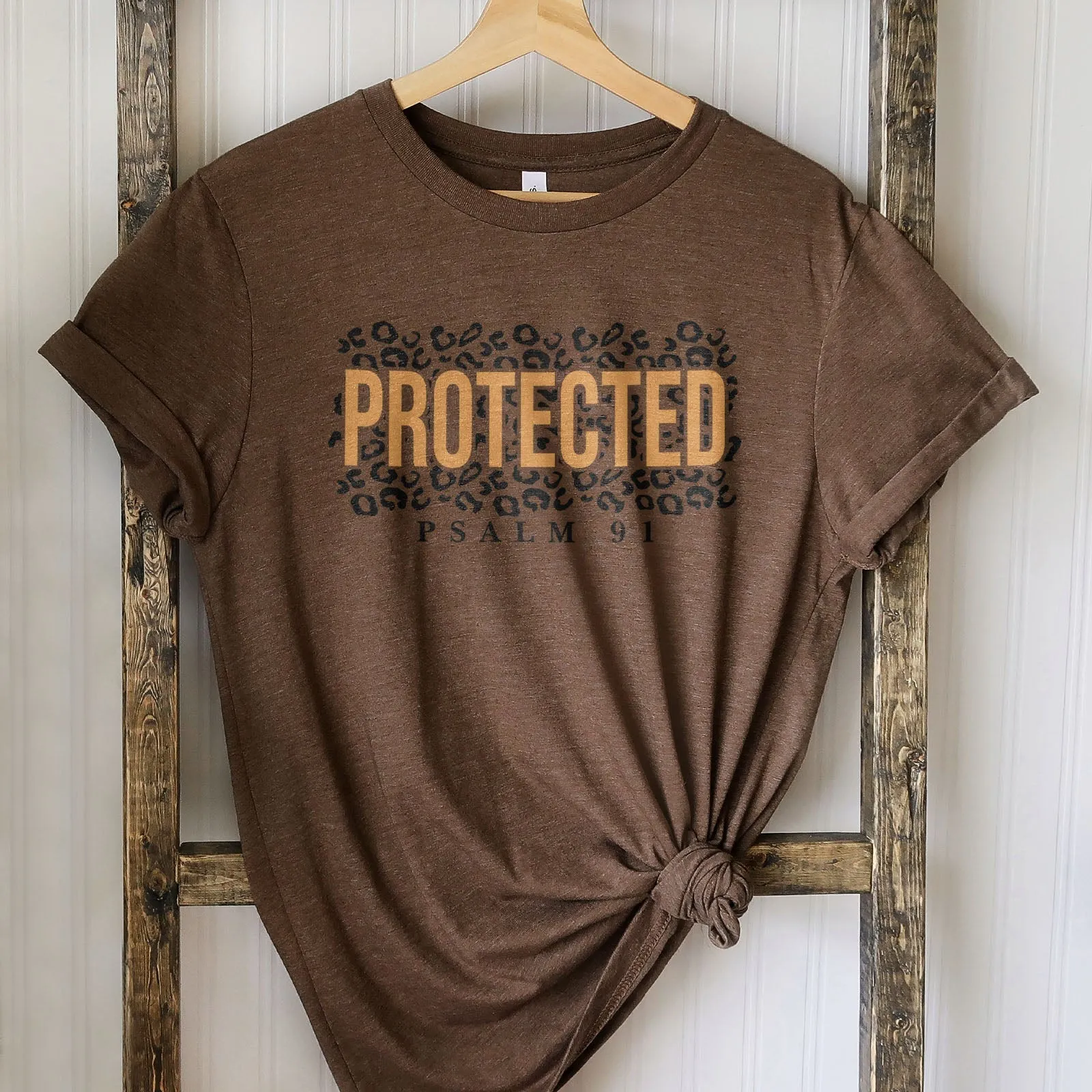 Protected Leopard Psalm 91 Tee Shirts For Women - Christian Shirts for Women - Religious Tee Shirts